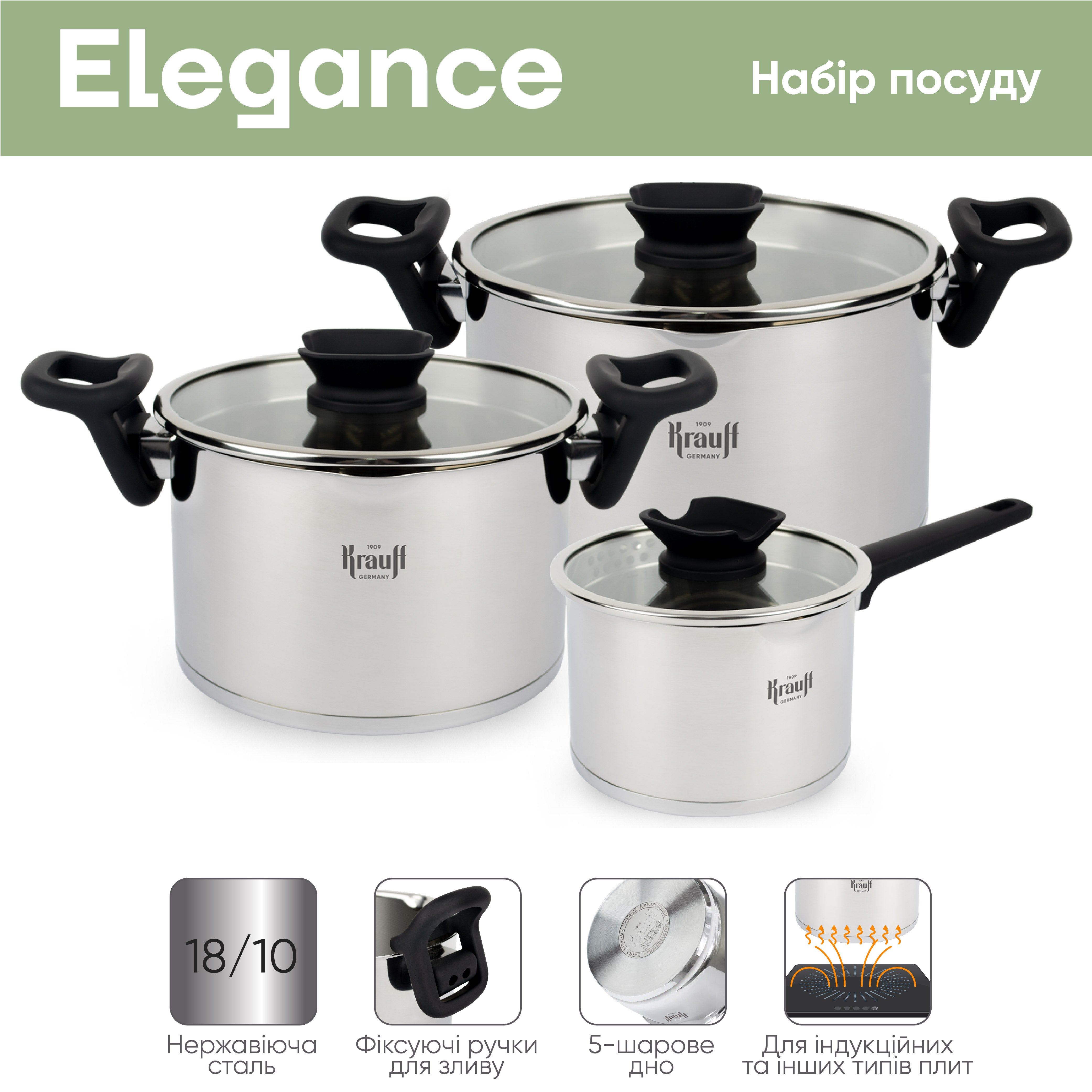 6.3 l saucepan with lid Elegance