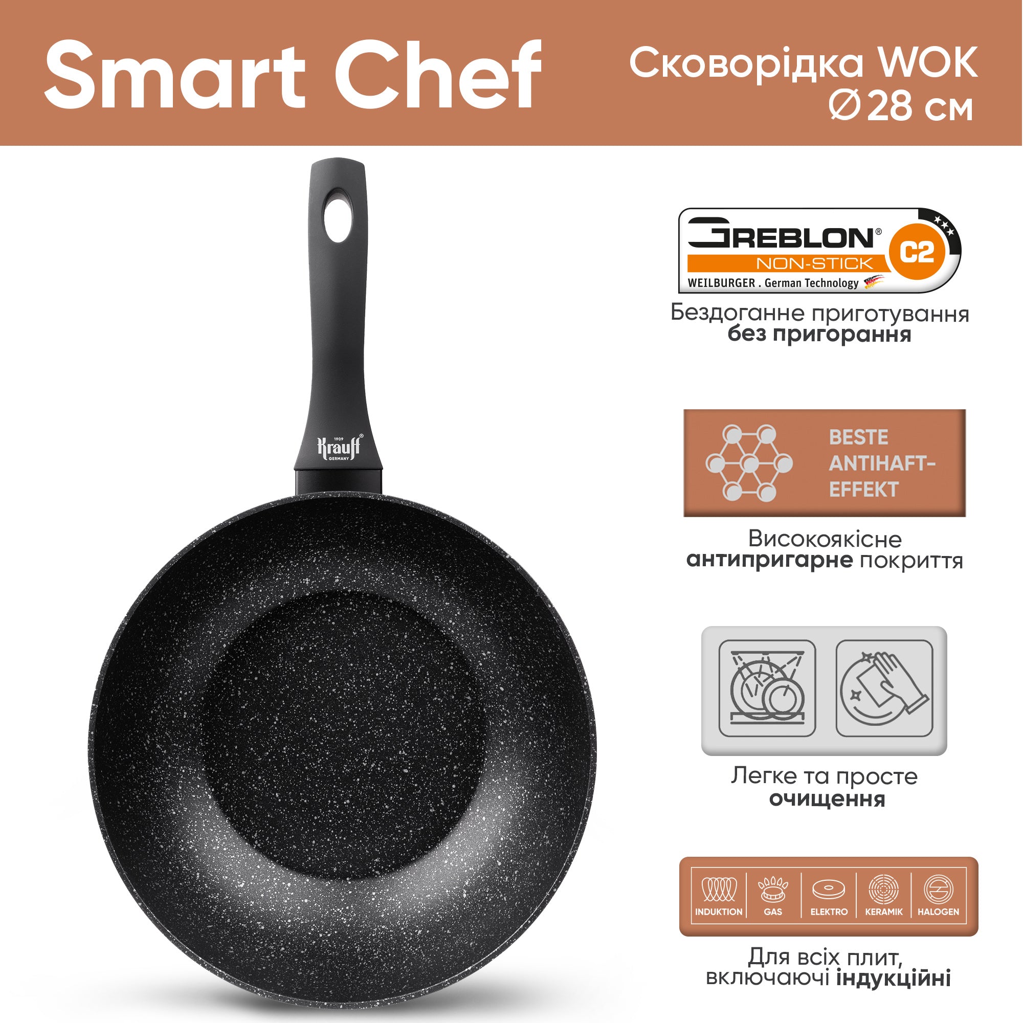 Сковорода універсальна WOK 28 см Smart Chef