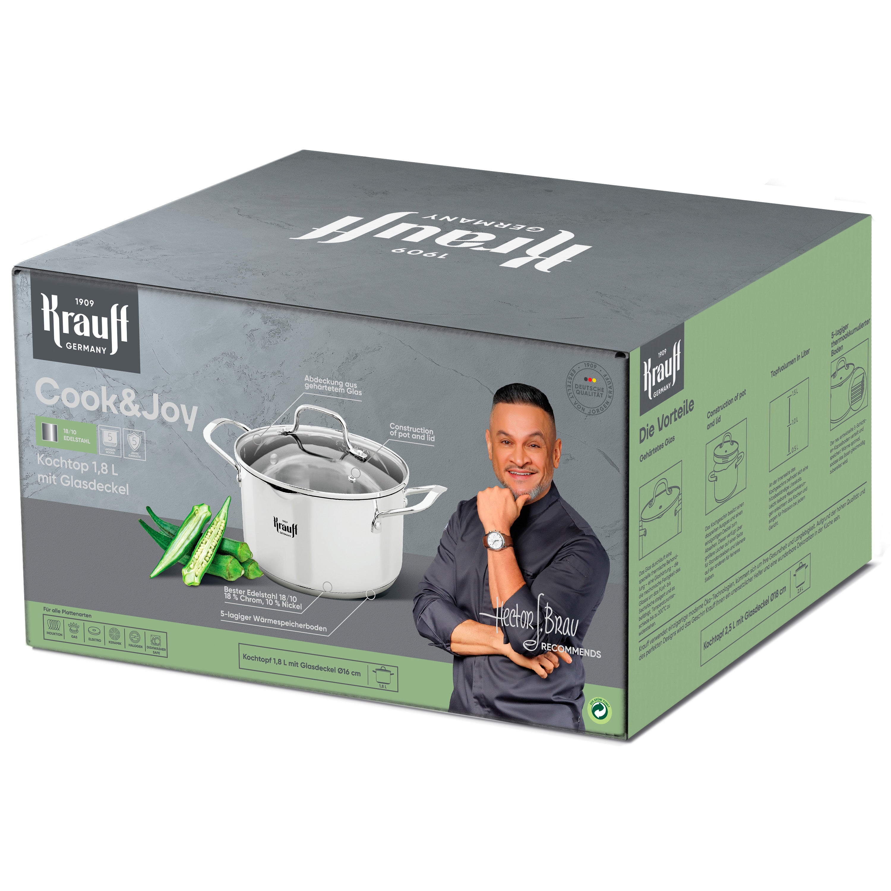 Кастрюля Cook&amp;Joy со стеклянной крышкой 1,8л