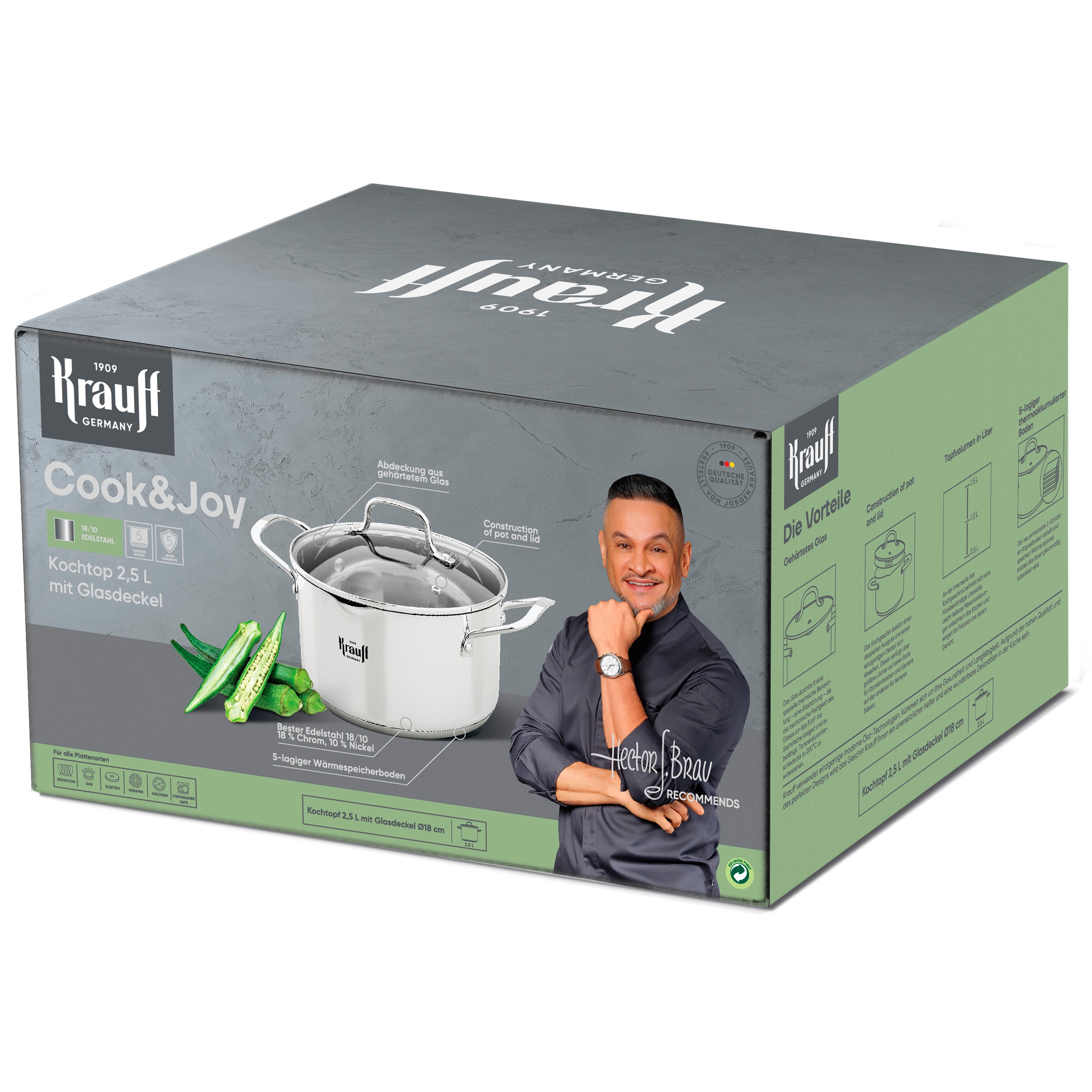 Кастрюля Cook&amp;Joy со стеклянной крышкой 2,5л