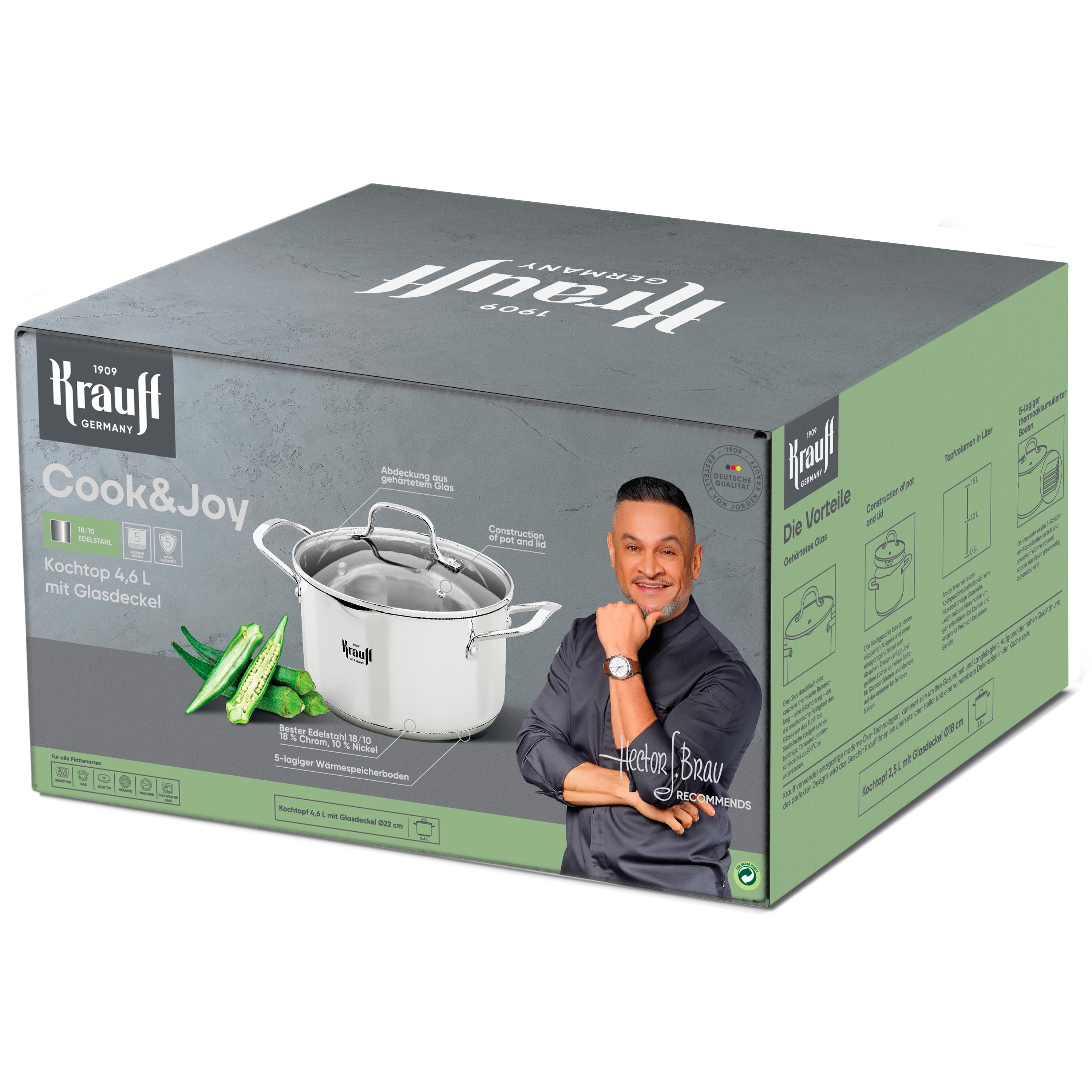 Кастрюля Cook&amp;Joy со стеклянной крышкой 4,6л