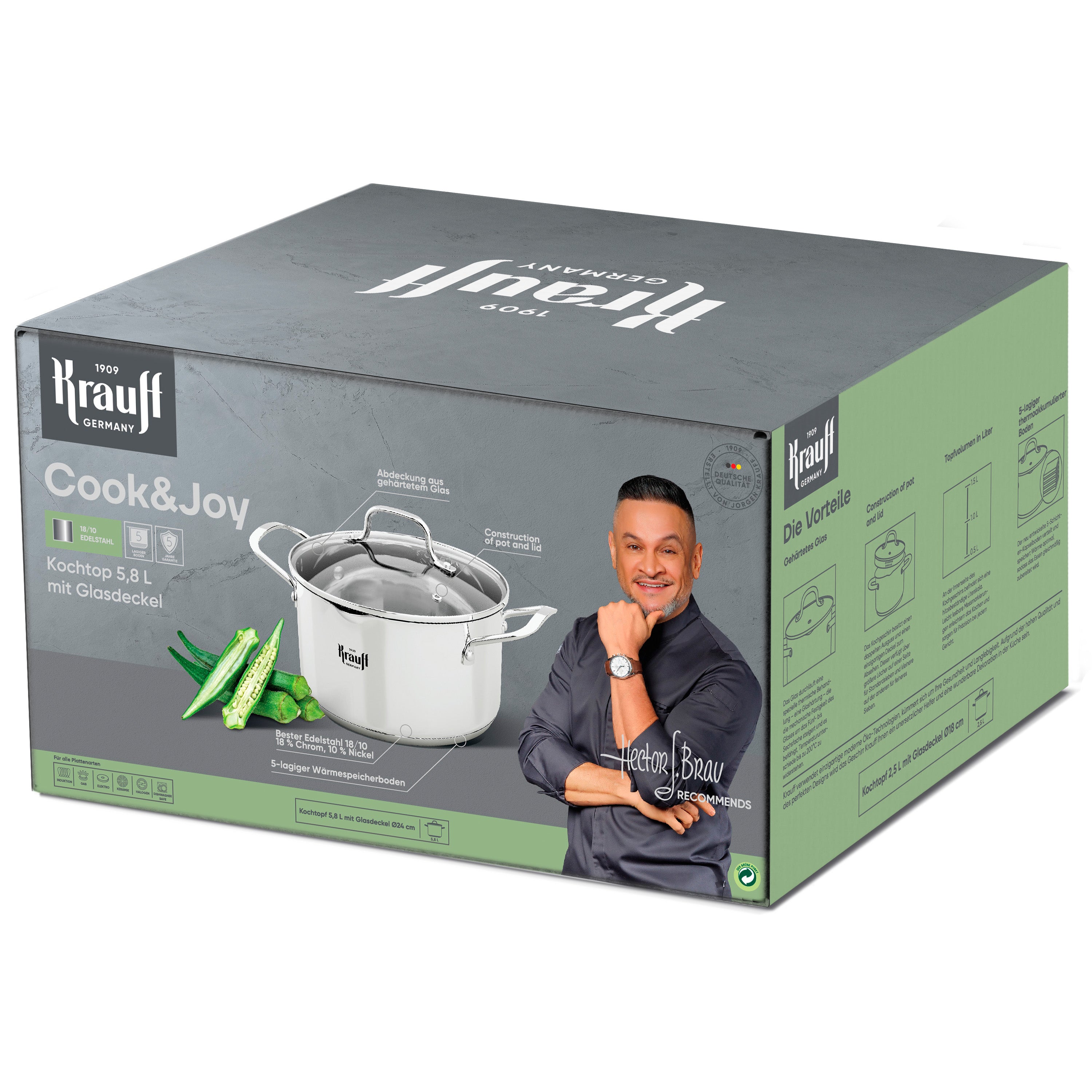 Кастрюля Cook&amp;Joy со стеклянной крышкой 5,8 л