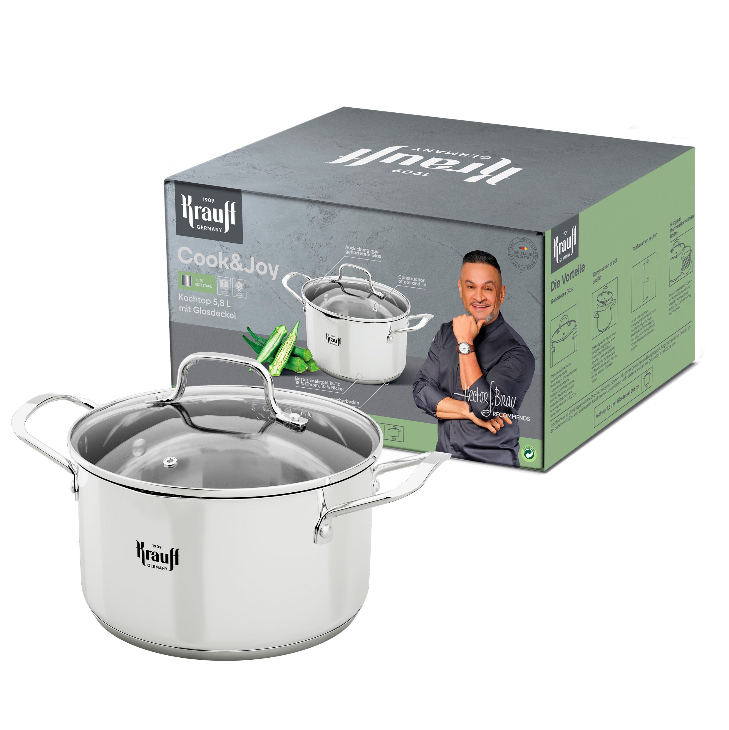 Кастрюля Cook&amp;Joy со стеклянной крышкой 5,8 л