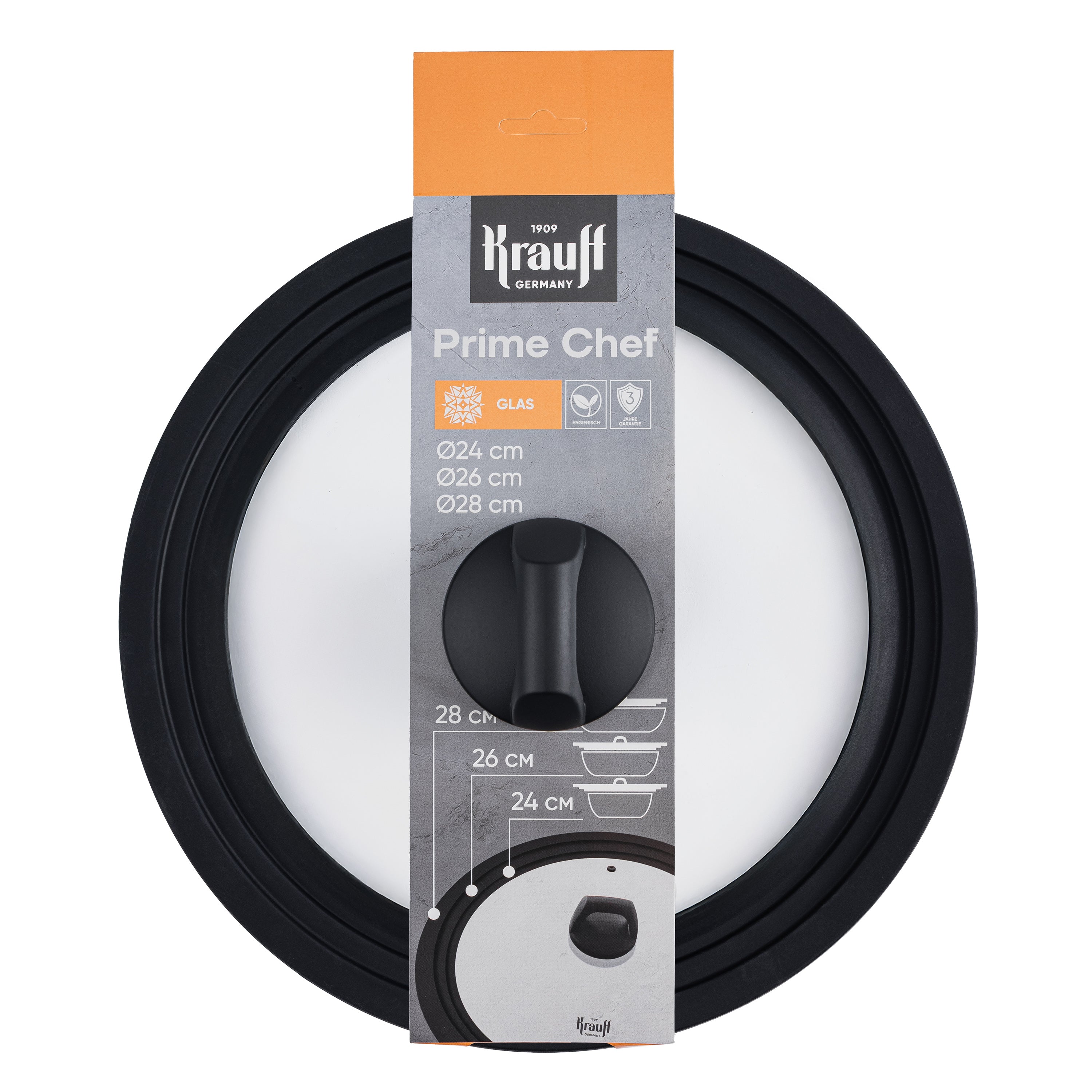 Скляна універсальна кришка з силіконовим обідком 24-28 см Prime Chef