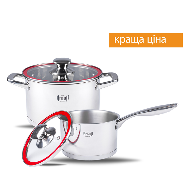 Набор посуды: кастрюля 2 л и 3.7 л, сковорода MasterChef 26 см и набор ножей Prime Chef